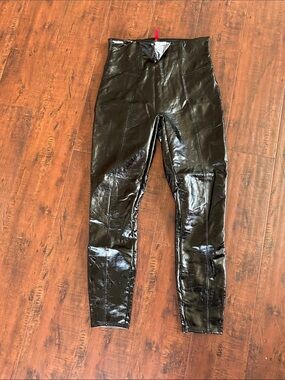 SPANX Black Glossy High-Waist Shaping Leggings